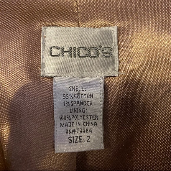 Chico’s Jacket, Size 2. Tan/Gold - Picture 6 of 8